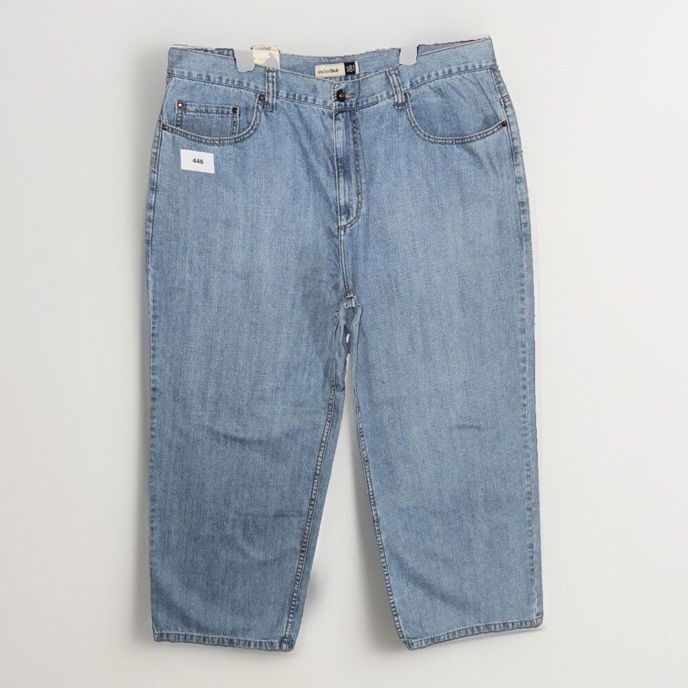 Vintage Anchor Blue Mens Baggy Fit Jeans NWT 40x30 Light Wash Y2K Skate Denim